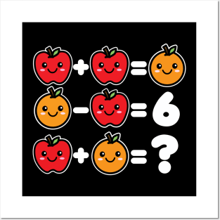 Math Games Kawaii Apples and Oranges Posters and Art